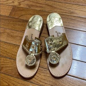 Gold Jack Rogers Hamptons sandals